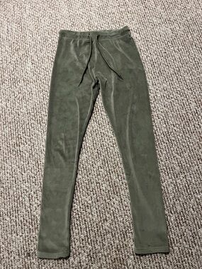 Women's Olive Green Velvet Track Pants